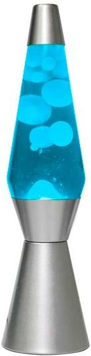 Lampada lava I-total rocket - blu con lava bianca - 40 x 11 cm - vetro alluminio -
