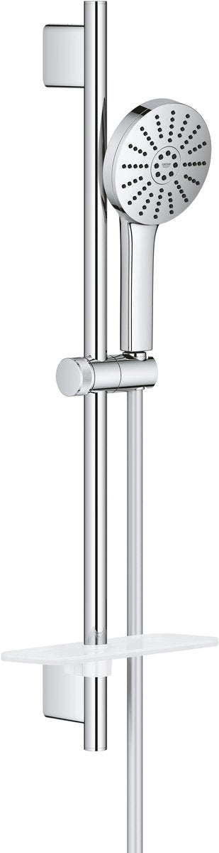 Set doccia Grohe vitalio joy+ 120 con asta doccia - con soffione, flessibile doccia, portasapone - 3 tipi di getto - aqua booster - risparmio idrico (7l min) - cromo