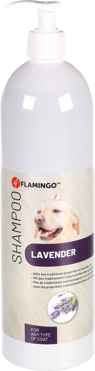 Champú para perros Flamingo lavanda – 1l – champú refrescante para todo tipo de pelaje – repelente de insectos antibacteriano –