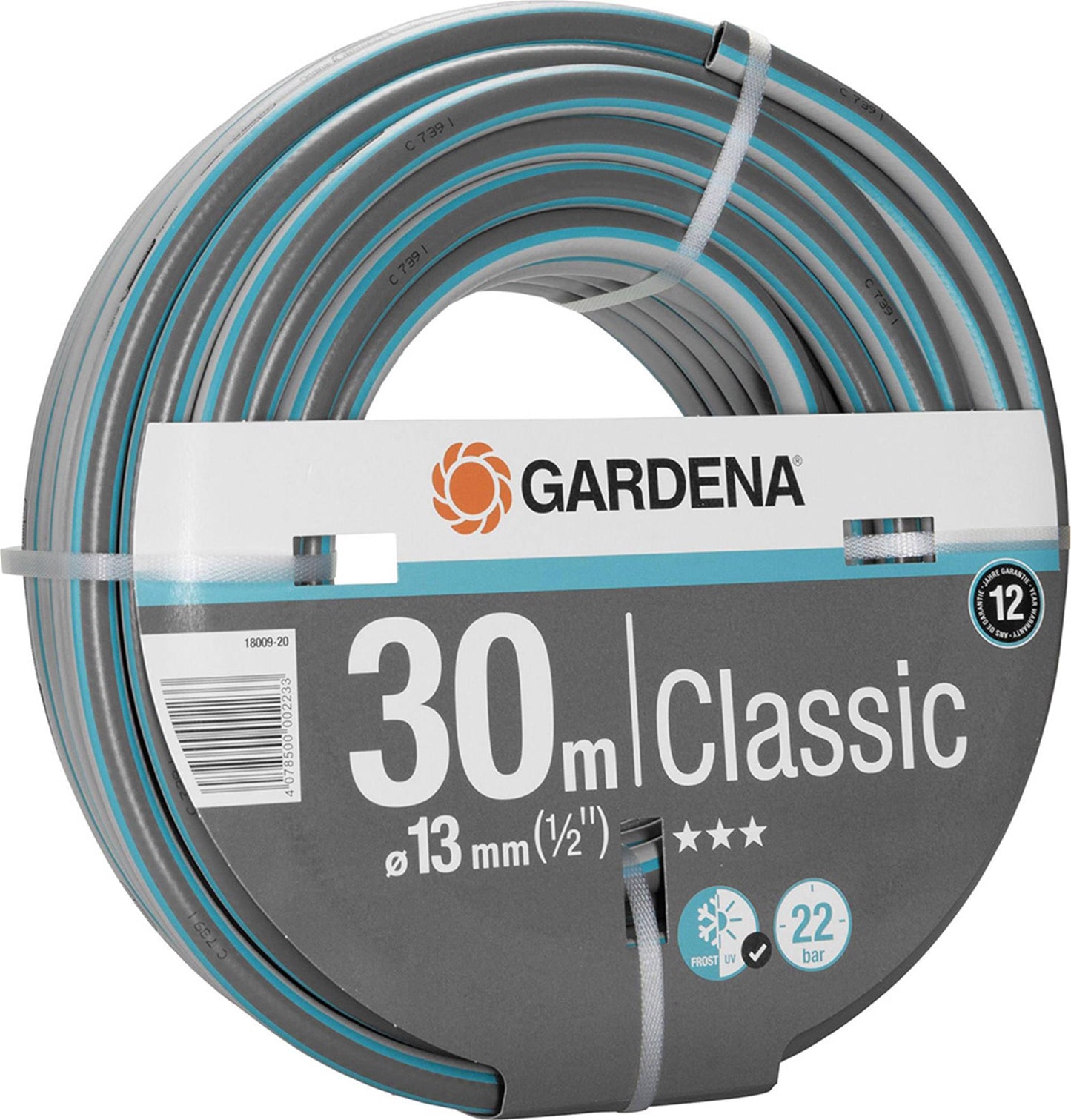 Gardena classic slang 13 mm (1 2 ) (grijs turquoise, 18009-20, 30 m)