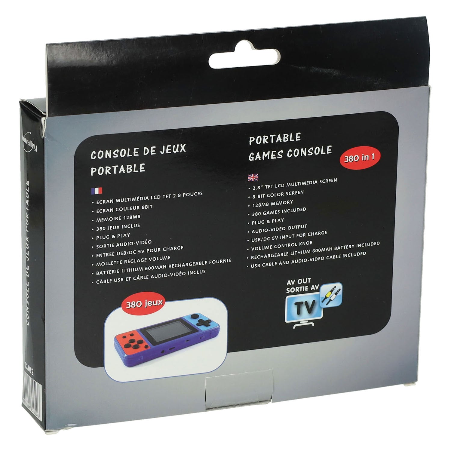 Console di gioco portatile con 380 giochi - ricaricabile