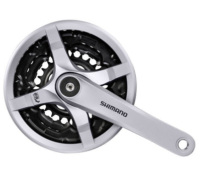 SHIMANO CRANKSET 6 7 8 Speed ​​Tourney FC-TY501 con braccio a manovella da 170 mm 42 x 34 x 24t con argento a schermo a catena