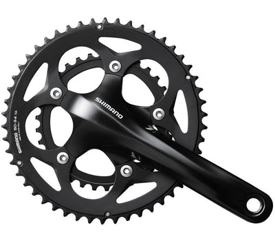 SHIMANO CRANKSET 2 X 10 Speed ​​Road FC-RS400 175 50-34 Holle come nero