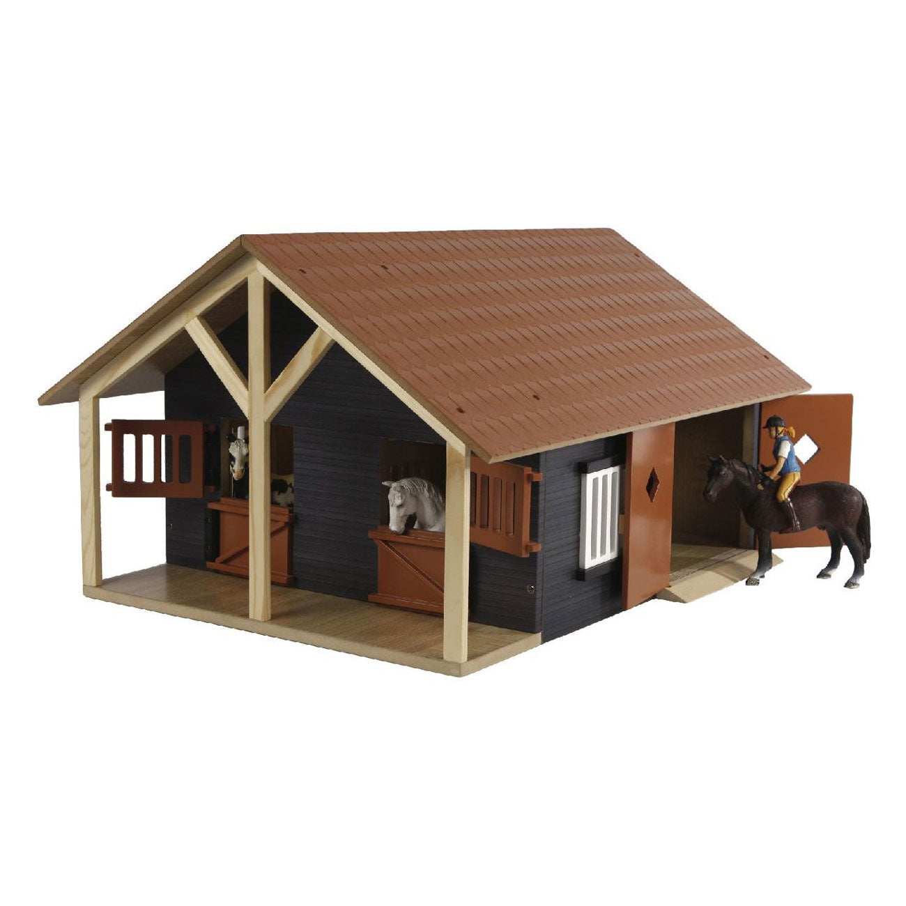 Kids Globe Globe Horse Estable con 2 cajas y almacenamiento, 1:24