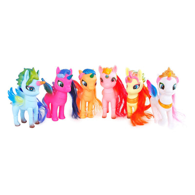 Figura de juego de unicornio con cabello y cabeza giratoria, 14 cm