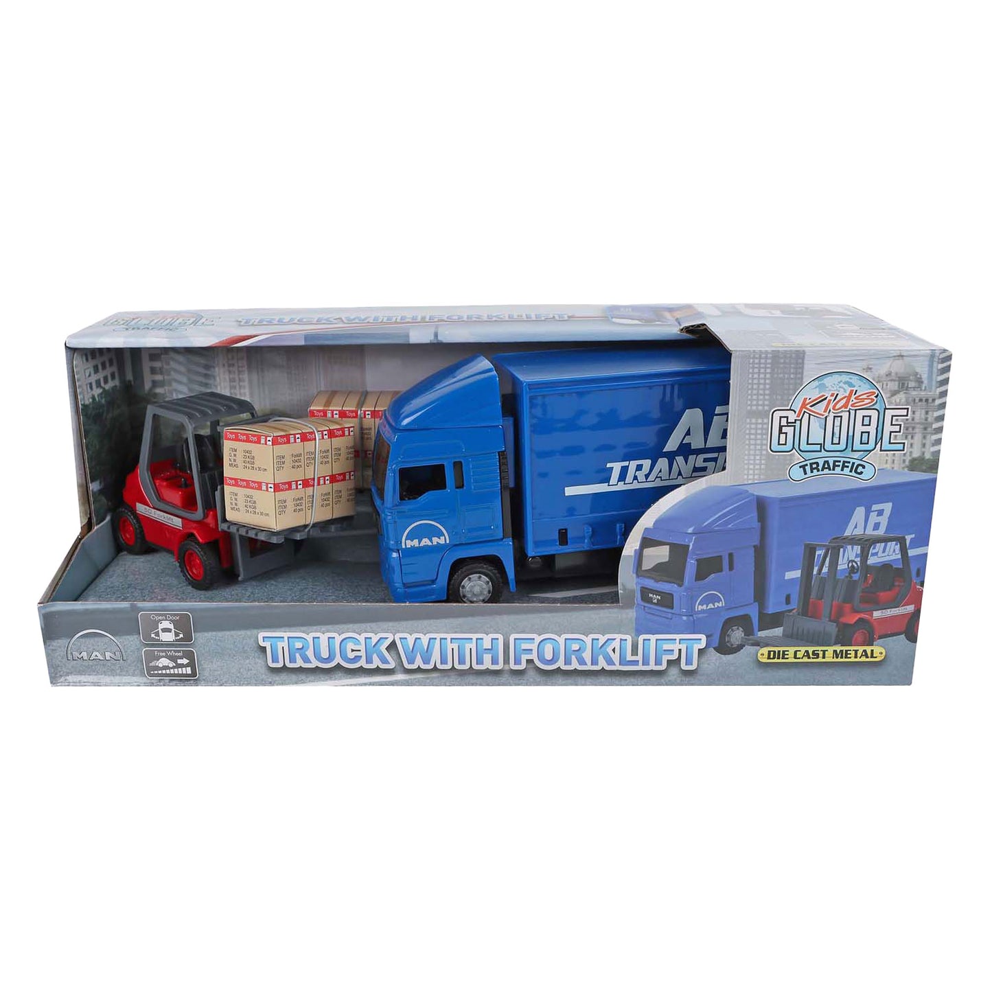 Kids Globe Globe Man Truck con camion per carrelli elevatori. 17 cm