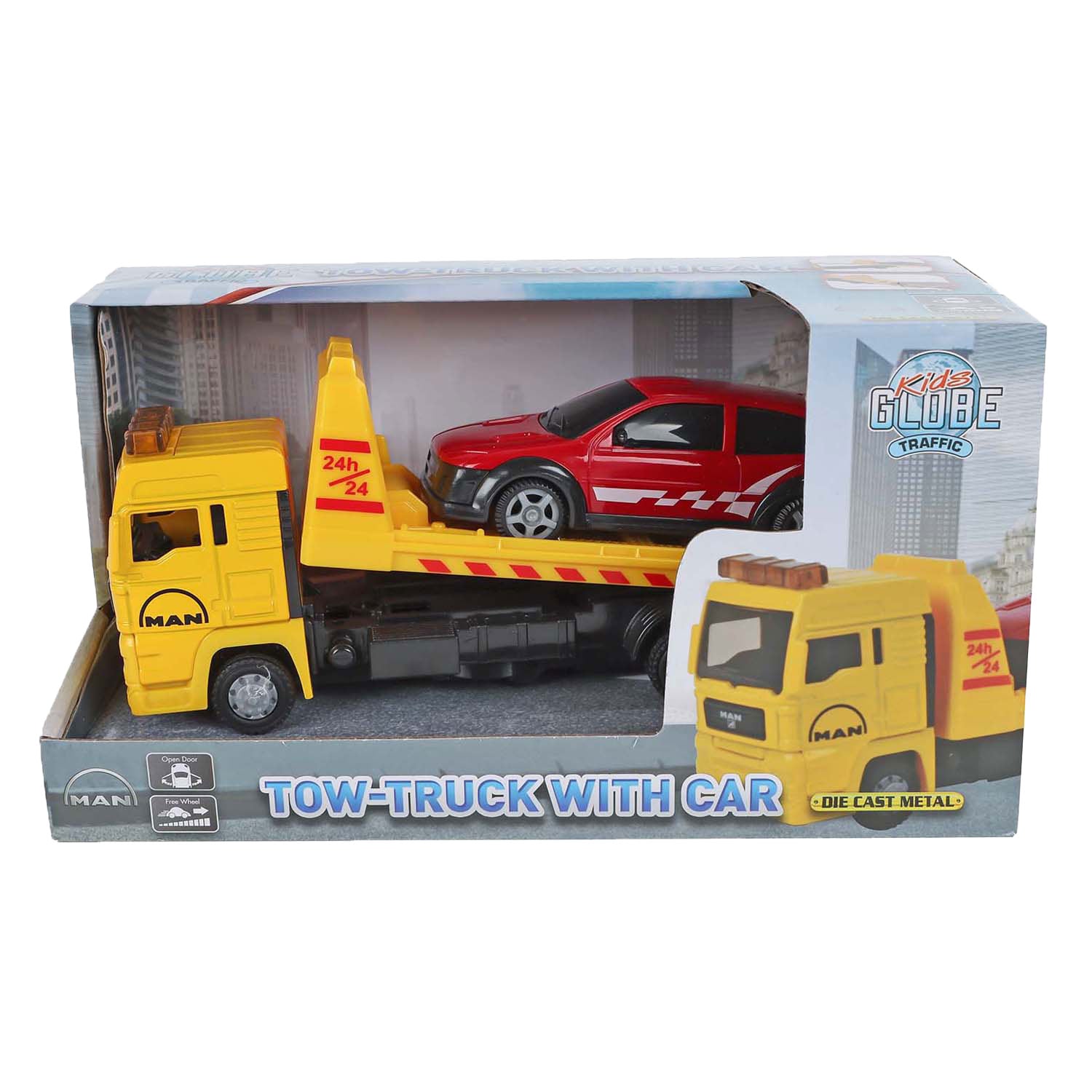 CAR de almacenamiento de camiones Man Globe Man Kids con automóvil, 19 cm