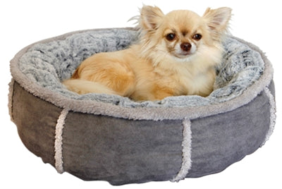 Canasta de perros de palowood plush donut gris