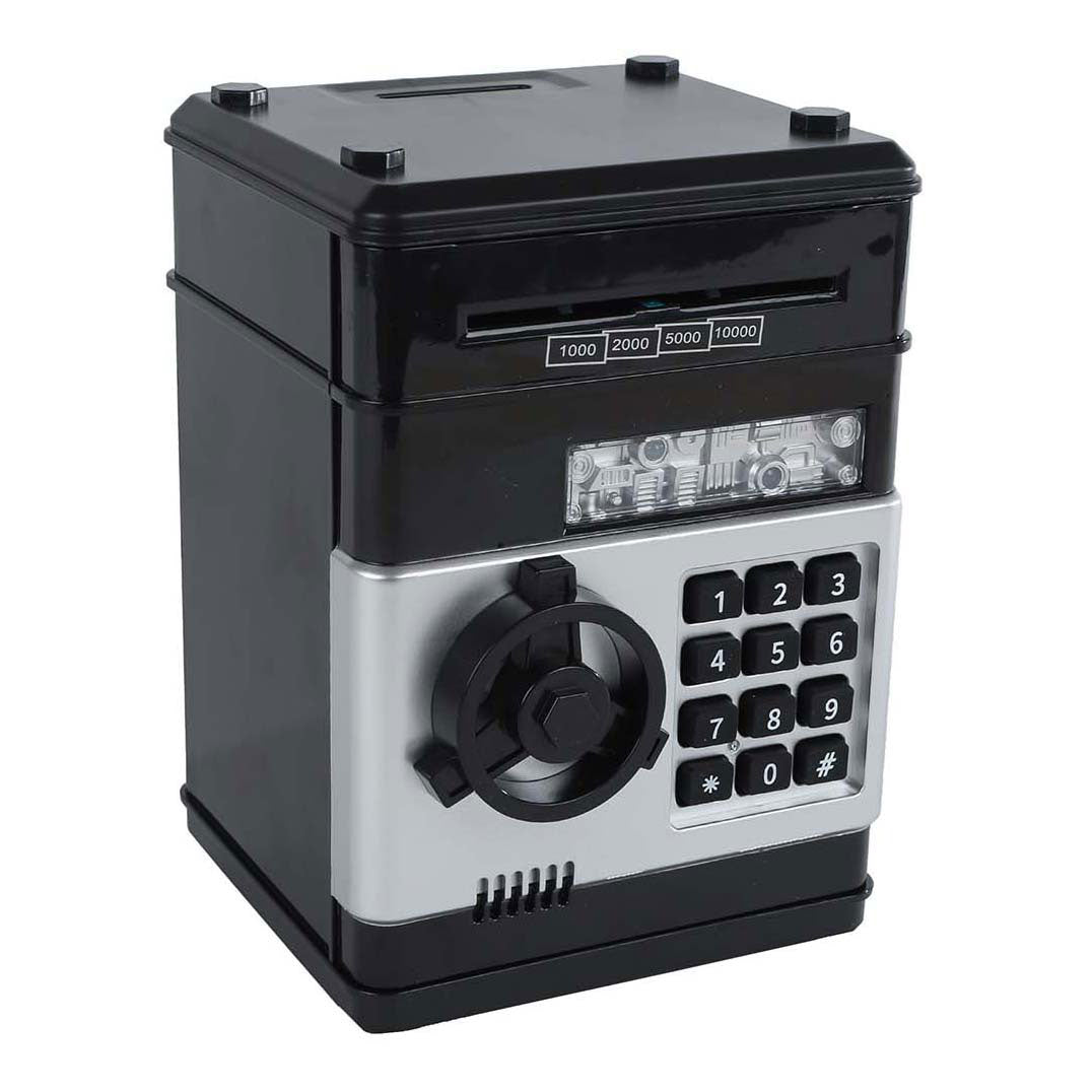 Caja fuerte con código secreto negro, 19,5 cm