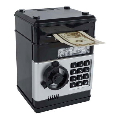 Caja fuerte con código secreto negro, 19,5 cm