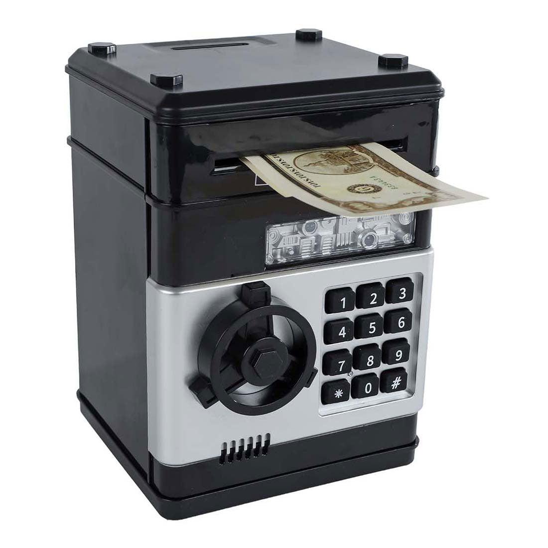 Caja fuerte con código secreto negro, 19,5 cm