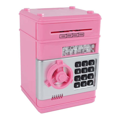 Geldkluis met geheime code roze, 19,5cm