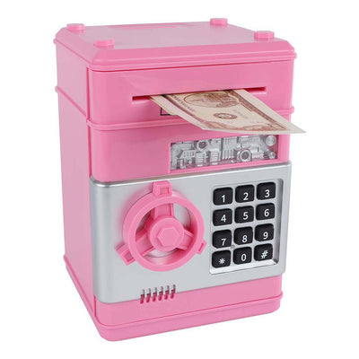 Cassaforte per soldi con codice segreto rosa, 19,5 cm