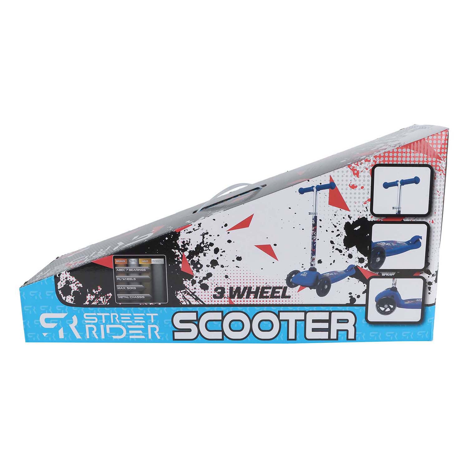 Street Rider Scooter a 3 ruote con sterzo regolabile Abec 7 Blue