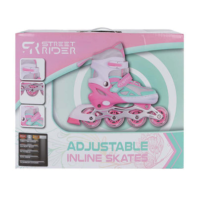 Street Rider Inline Skeelers Pink Green adjustable, Size 37-40