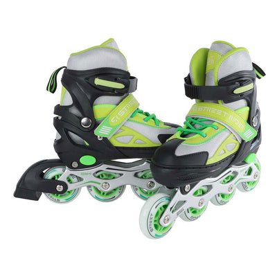 Street Rider Inline Skeelers Green Black adjustable, size 33-36