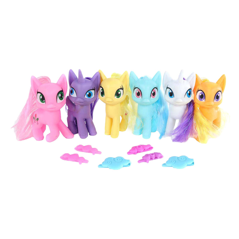 Figura unicorno con capelli e testa rotante con accessori, 9 cm