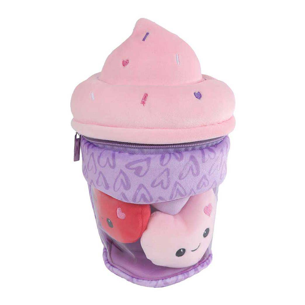 Menu soffice gelato di peluche con 3 cuori - 25 cm