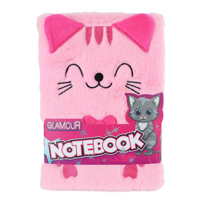 Glamour fluffy kat notitieboek a5 roze - 80pag.