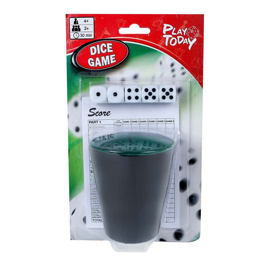 Juega hoy al juego de dados con taza y 5 dados.