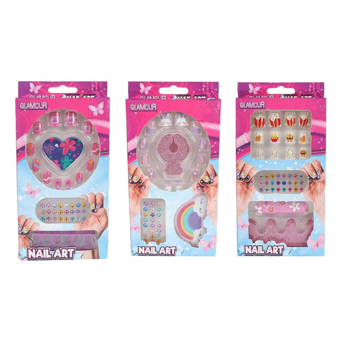 Unghie artificiali glamour con diamanti - 12 pz.