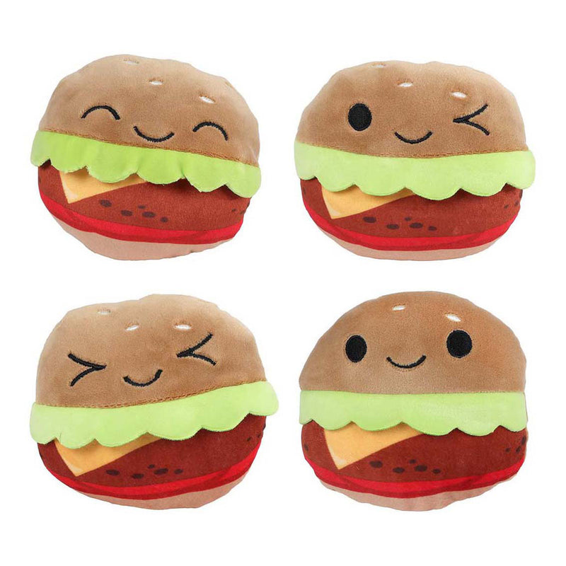 Soffice borsa porta menù con 4 hamburger di peluche - 40 cm