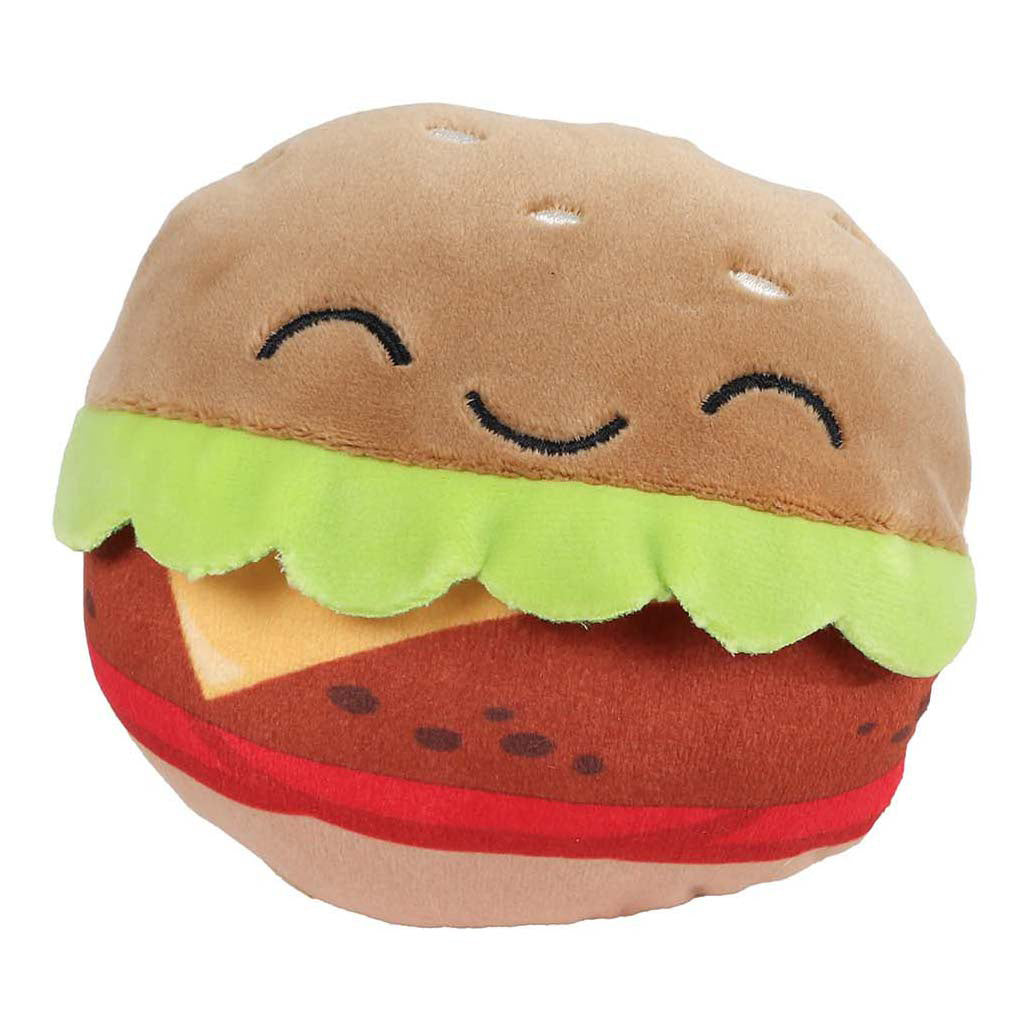 Soffice borsa porta menù con 4 hamburger di peluche - 40 cm