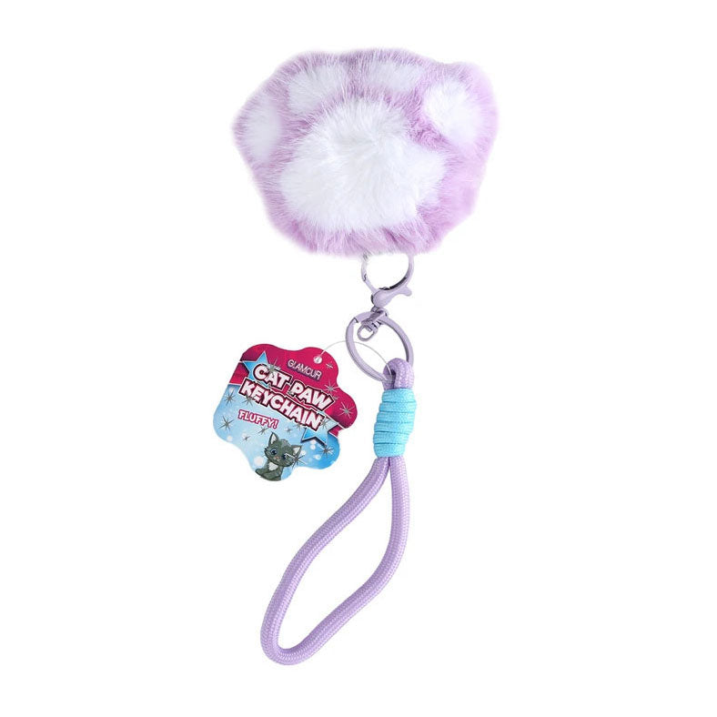 Llavero esponjoso glamur pata de gato