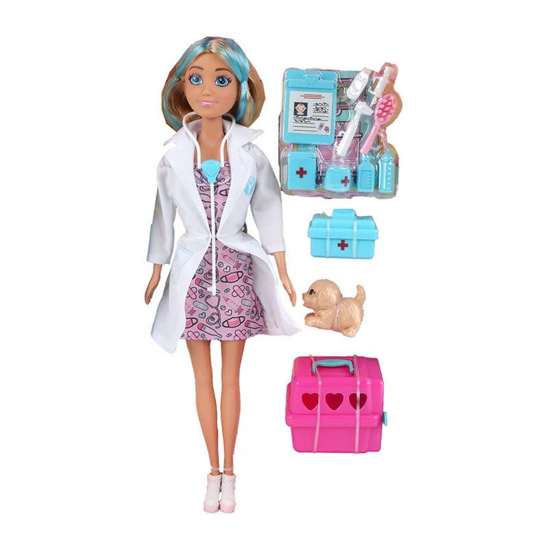 Modelo veterinario con cachorro, 29 cm.