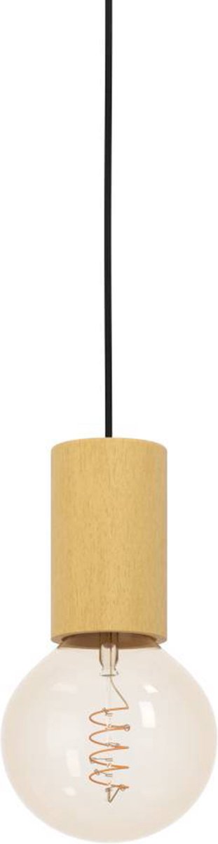 Lampada a sospensione Eglo pozueta 1 - e27 - ø 6,5 cm - marrone nero - legno acciaio