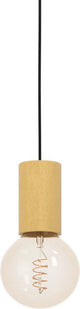 Lampada a sospensione Eglo pozueta 1 - e27 - ø 6,5 cm - marrone nero - legno acciaio