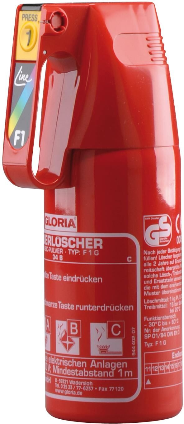 Extintor de fuego Gloria F1G 1 K ABC M.Car Soporte