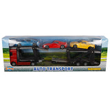 2-play autotransporter diecast met 3 auto's 26 cm multicolor - afbeelding 2