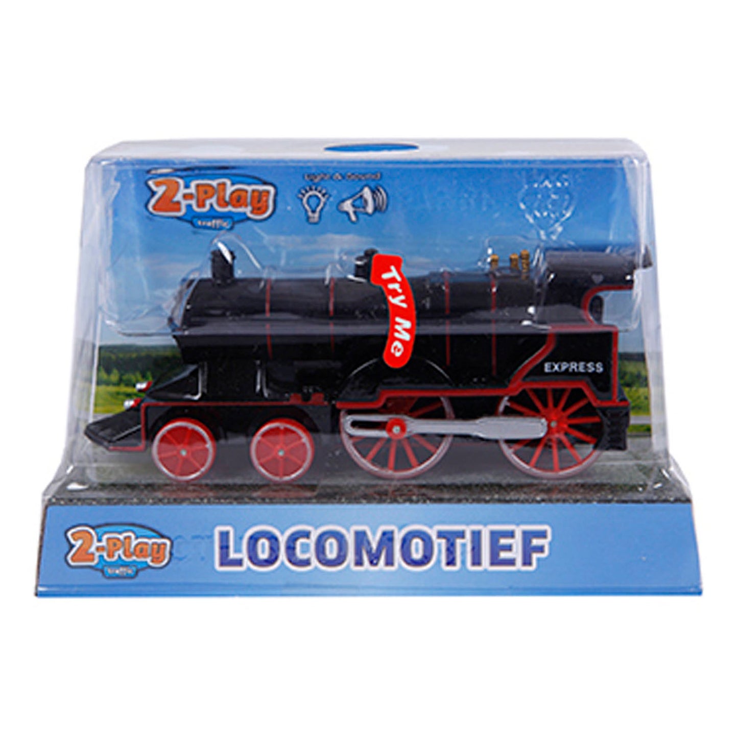 Locomotiva a gamba da 2 giochi con luce e suono, 14 cm