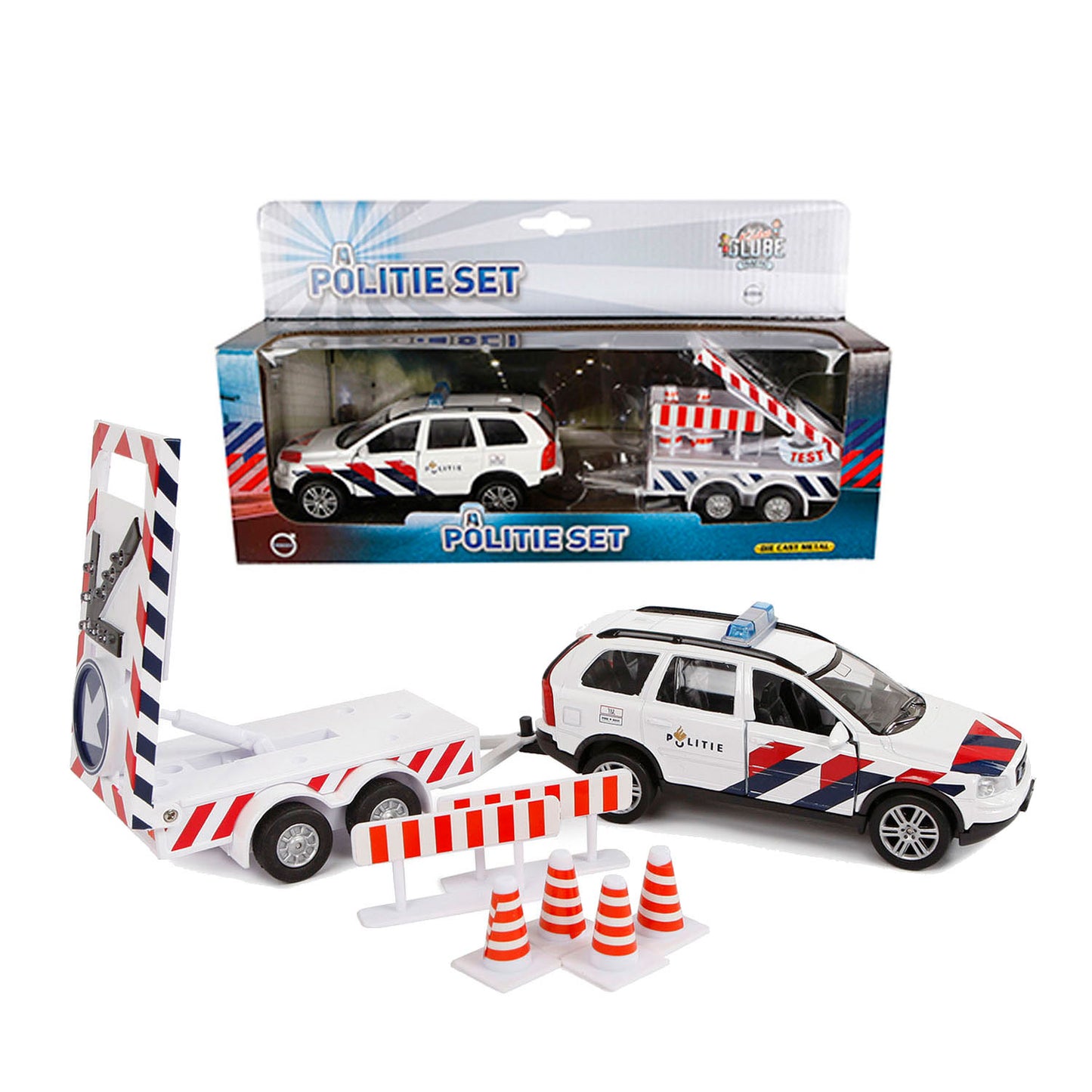 Kids Globe Die Cast Police Volvo XC90 con Arrowwagen NL