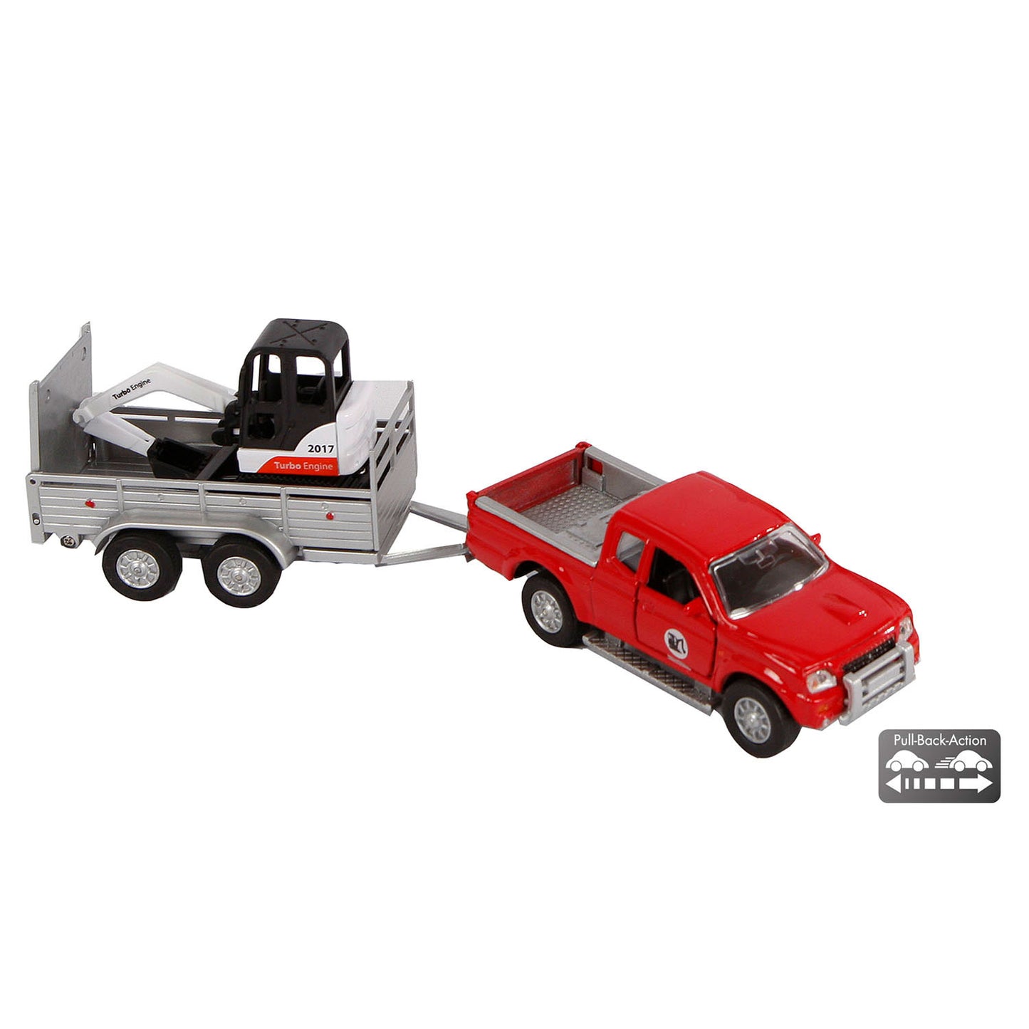 Kids Globe Die-Cast Mitsubishi con mini escavatore, 27 cm