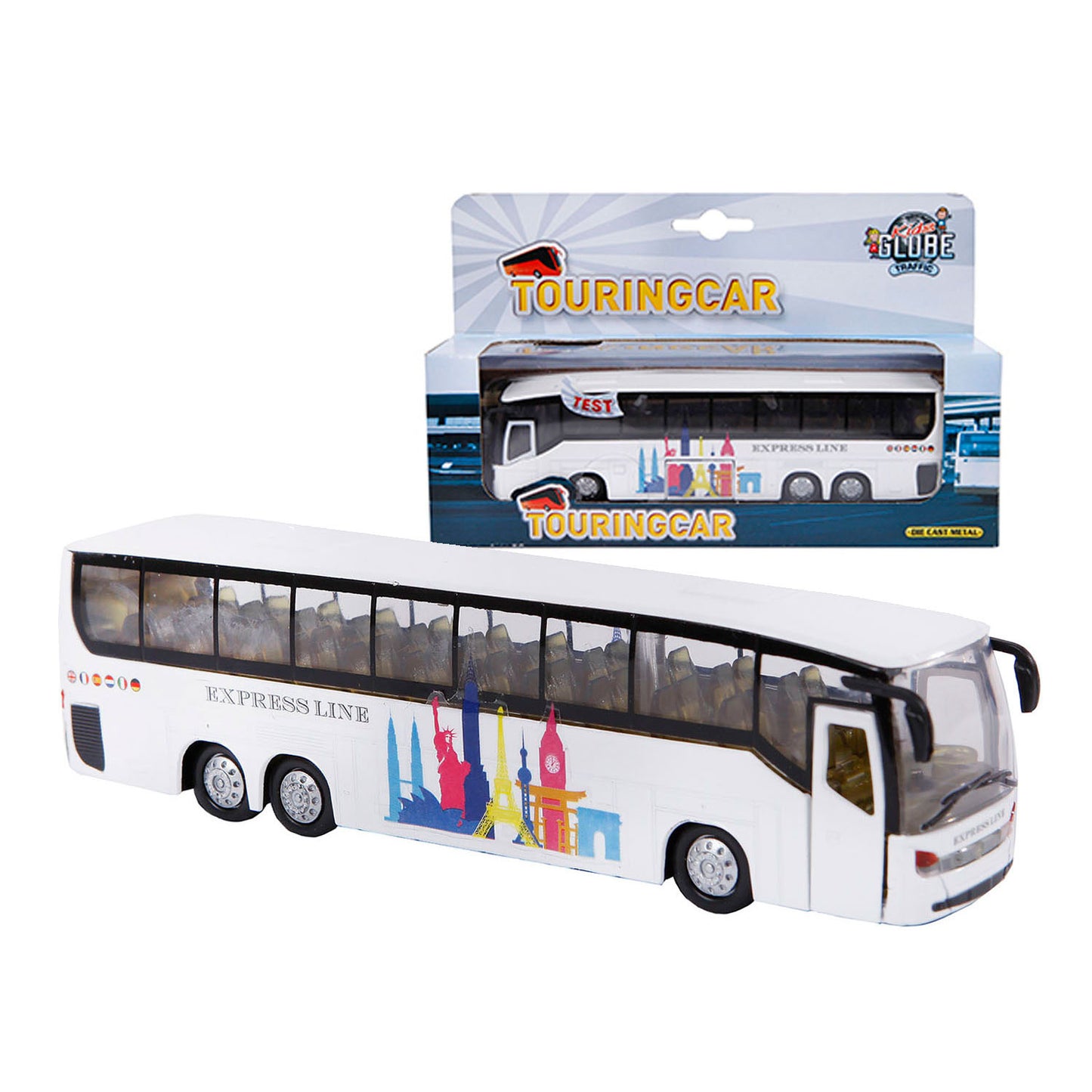 Kids Globe Die Cast Bus con luce e suono, 19 cm