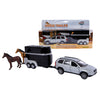 Kids Globe Die Cast Volvo XC90 con remolque de caballos, 27 cm