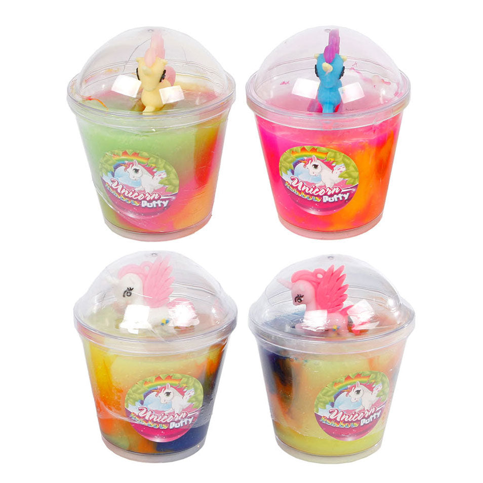 Unicorn rainbow putty with figure.