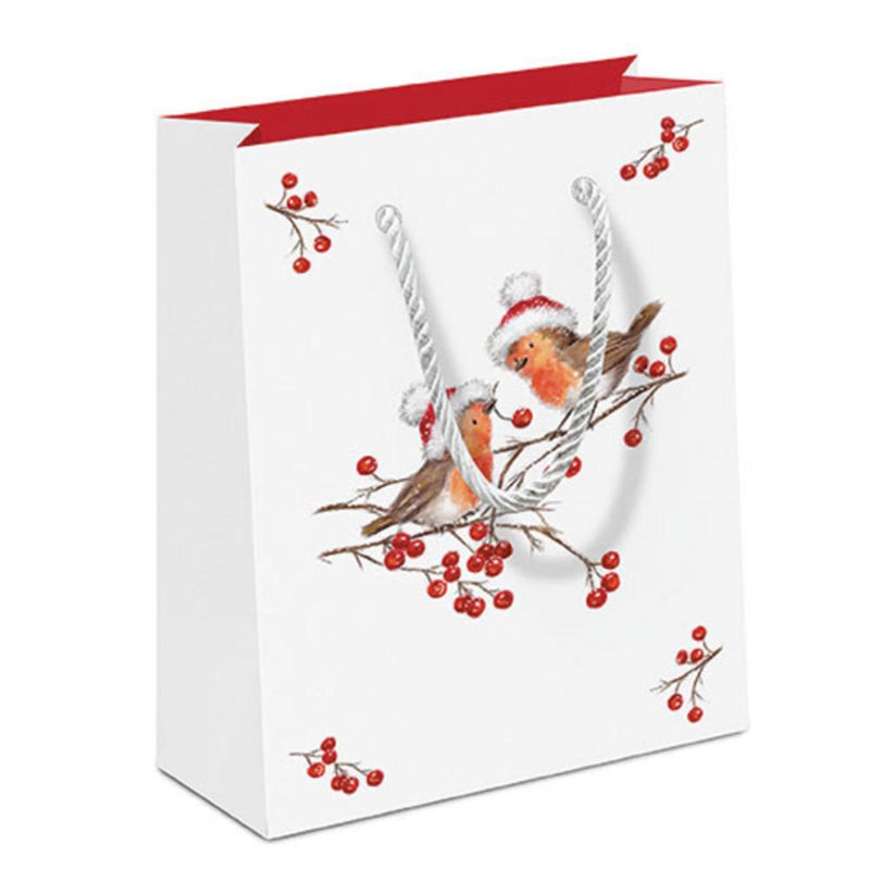 Bolsa de regalo Ambiente Petirrojos navideños