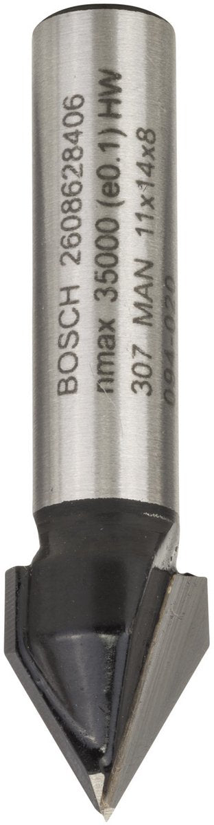Bosch - v-groeffrezen 8 mm, d1 11 mm, l 14 mm, g 45 mm, 60°