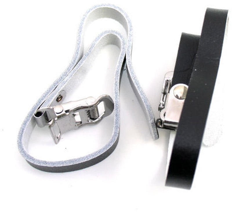 Clip cinghie cinture pedali in pelle nera