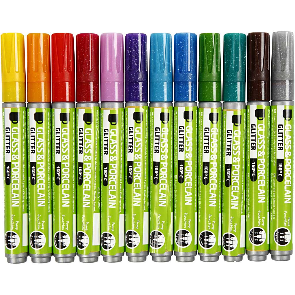 Pennarelli per vetro-porcellana Kreul, spessore tratto 2-4 mm, semiopachi, vari colori, 72 pezzi 1 scatola