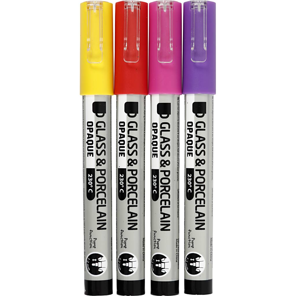 Creative Company Instaning in porcellana in vetro che confronta il giallo rosso viola arancione, 4st.