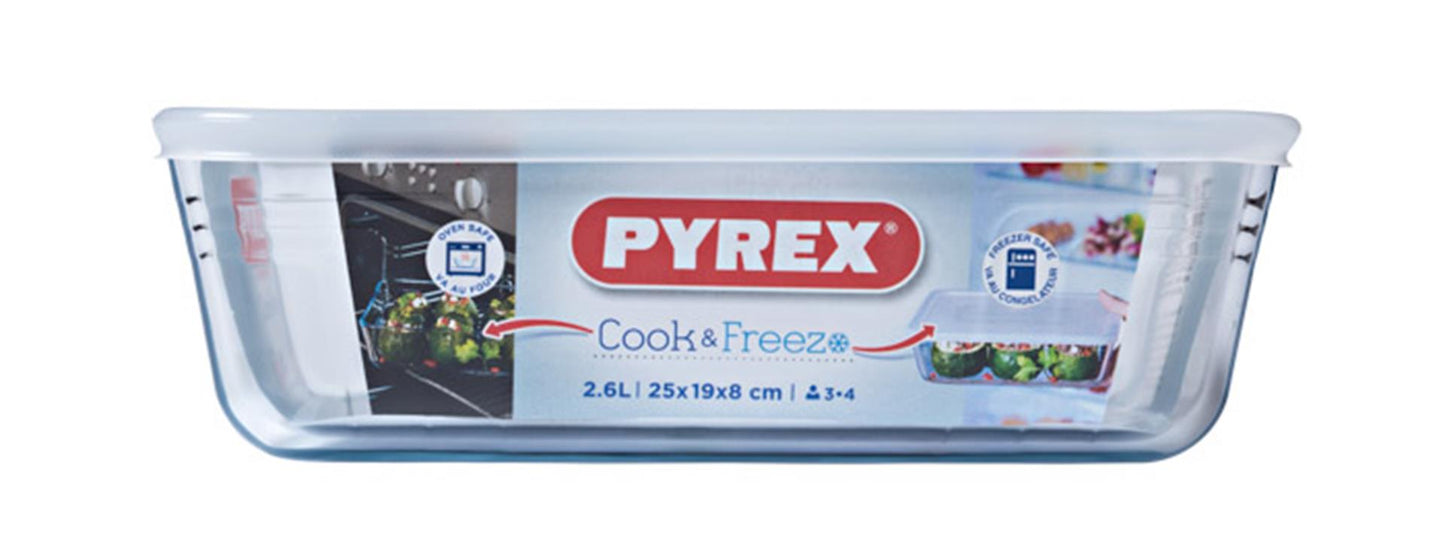 Pyrex Cook Freeze Baking Dish 25 x 20 cm con tapa adhesiva
