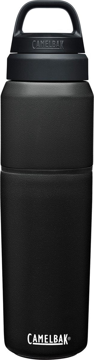 Camelbak multibev vacuum rvs - waterfles met afneembare koffie theebeker - 650 ml + 500 ml - zwart zwart (black black)