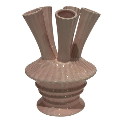 Mansion atmosphere vaas met buizen pastel roze 13,1x13,1x18,7cm