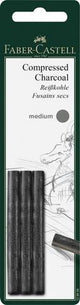 Faber-castell houtskool - pitt monochrome - geperst - medium - 3 stuks blister - fc-129999