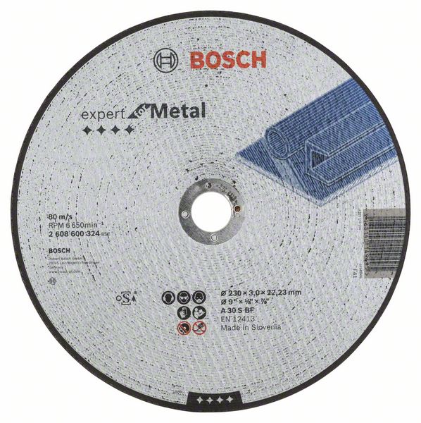 Bosch accesorios disco de corte recto experto para metal a 30 s bf, 230 mm, 22,23 mm, 3,0 mm - 1 pieza - 2608600324
