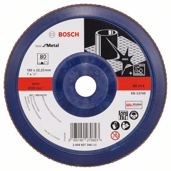Accesorios bosch 1 disco de láminas 180 x571, ideal para metal recto, plástico, 80 - 2608607344